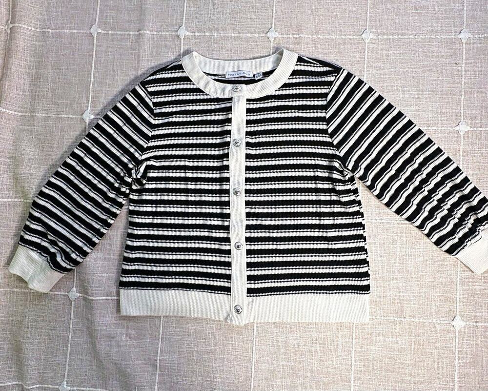 Notations Striped Knit Cardigan Sweater Button Front M Preppy Academia Fall